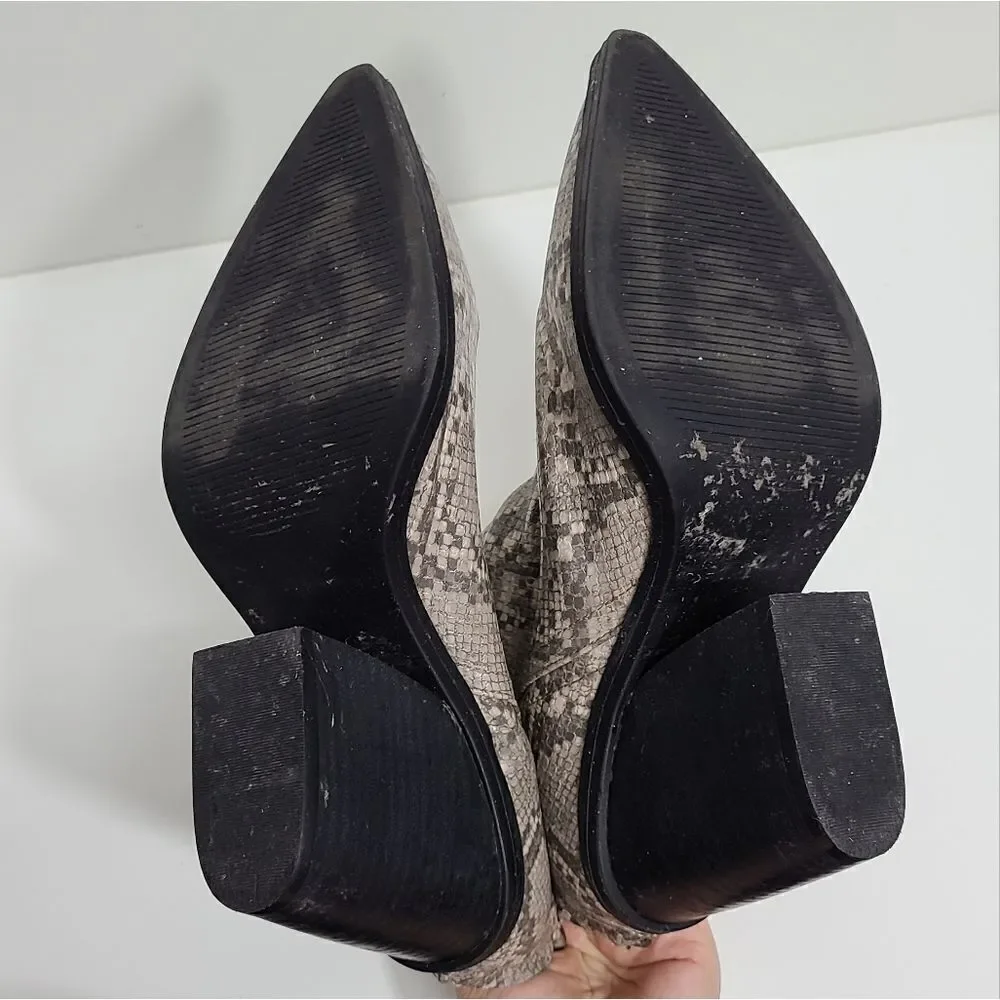 14th & Union Snakeskin Pattern Pointed Toe Ankle Boots/ Block Heel Size 8.5‎